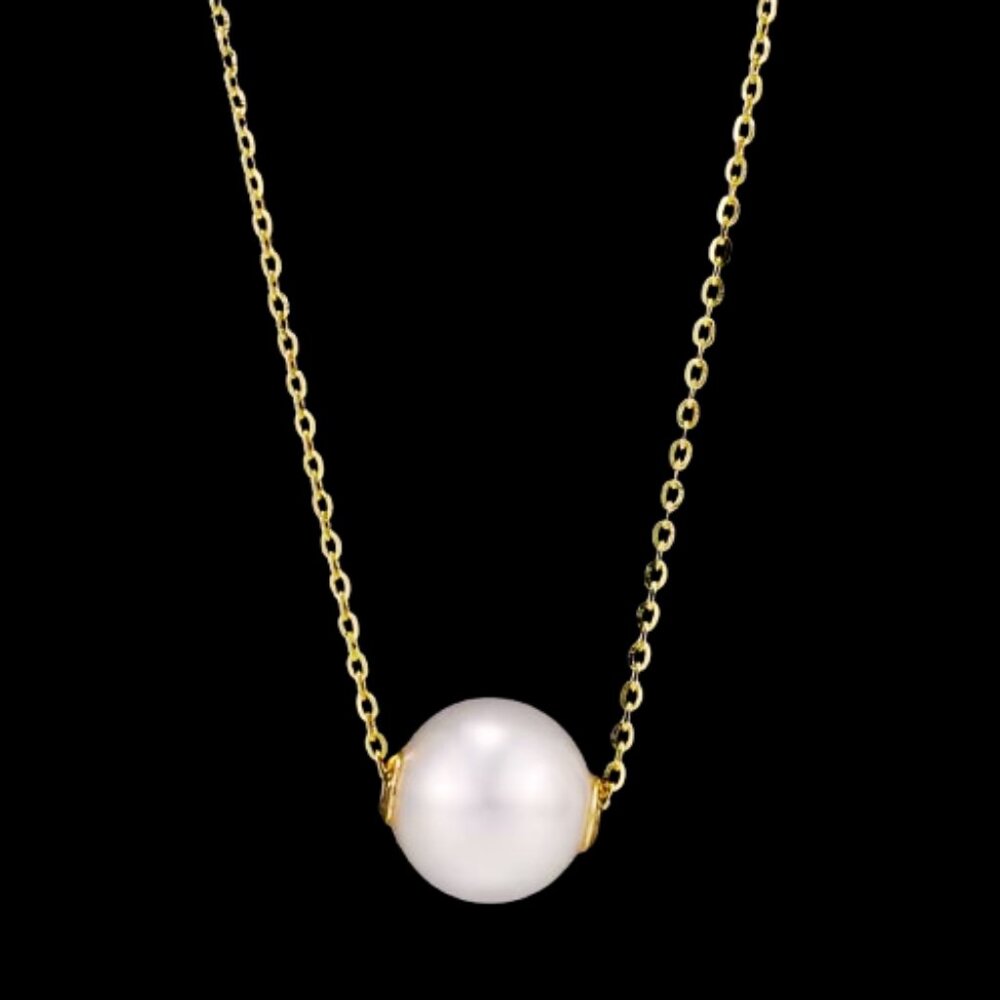 Natural Pearl Necklace in Solid 18kt Yellow Gold